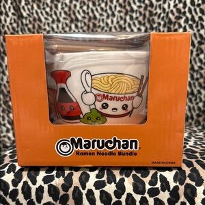 Ramen Noodle Bowl Set - White and Orange